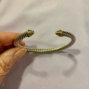 Silver and Gold Twisted Cuff Bracelet